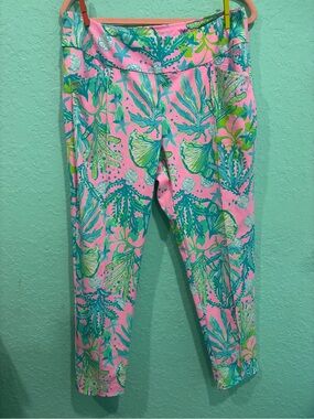 Lilly Pulitzer women’s luxletic golf pants pink blue resort preppy 14 summer